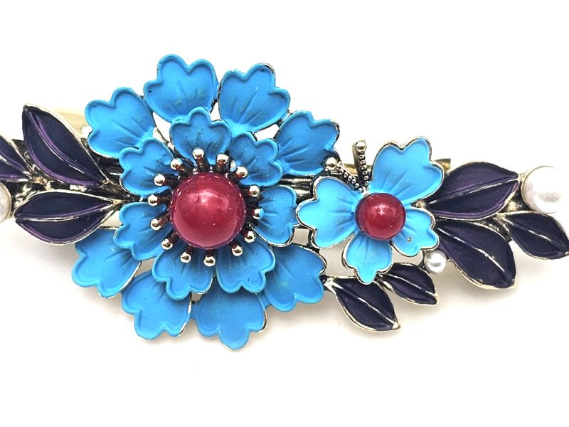 Pasador de esmalte chino - Cloisonné - Flores grandes y pequeñas 2