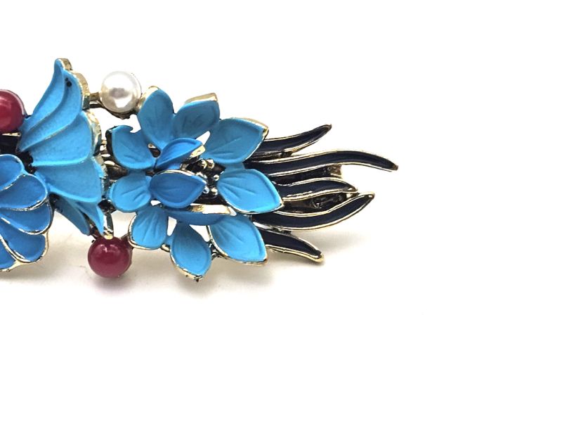 Pasador de esmalte chino - Cloisonné - Nube, flores y hojas. 3