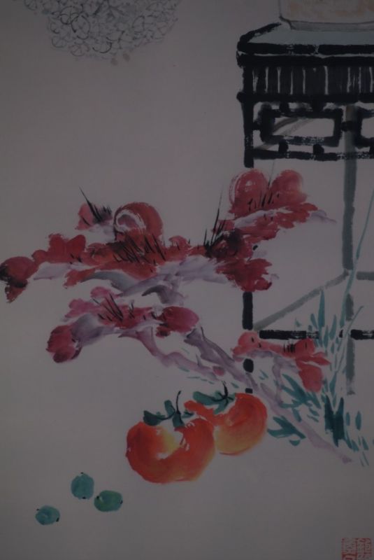 Peinture Chinoise Aquarelle sur soie Hortensia 3