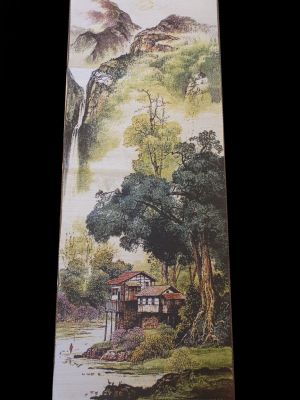 Peinture Chinoise - Broderie sur soie - Paysage - La montagne aux cascades