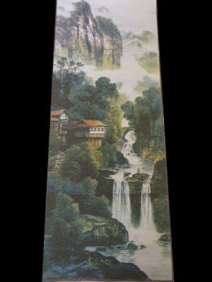 Peinture Chinoise - Broderie sur soie - Paysage - Les cascades