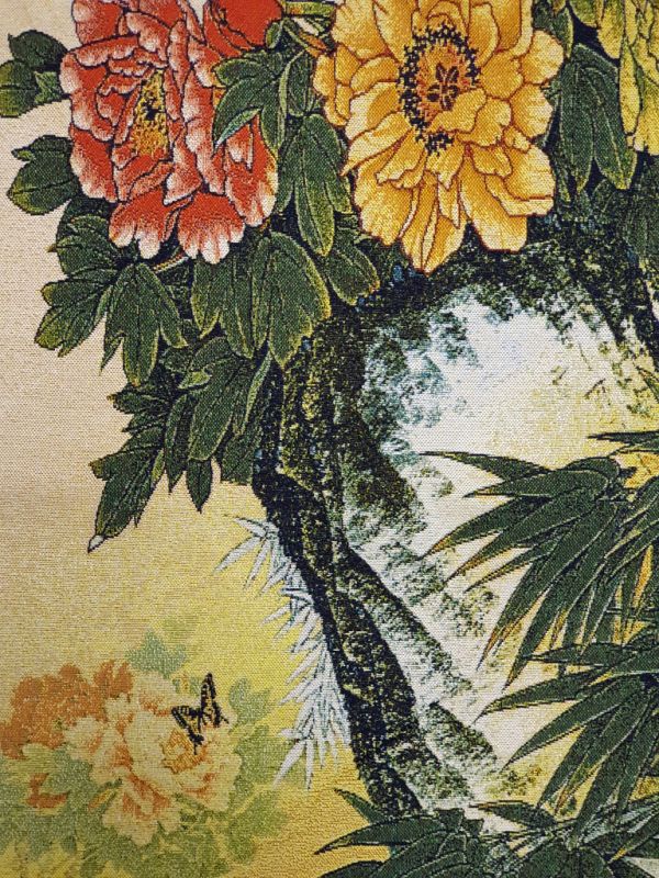 Peinture Chinoise - Broderie sur soie - Paysage - Papillons et fleurs 2