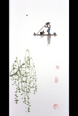 Peinture chinoise moderne - aquarelles sur papier de riz - La mangrove 2