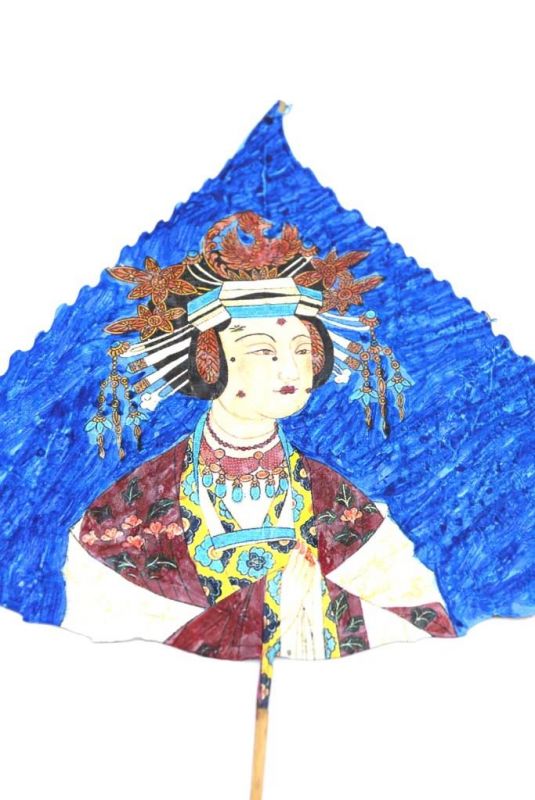 Peinture chinoise sur feuille d'arbre - Dame de cour 3