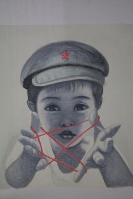 Peinture chinoise sur Toile - Artiste Contemporain Zhu Yiyong - Jeune garçon Peinture chinoise sur Toile - Artiste Contemporain Zhu Yiyong - Jeune garçon