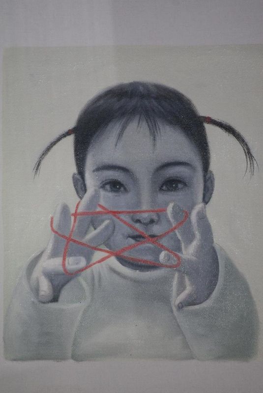 Peinture chinoise sur Toile - Artiste Contemporain Zhu Yiyong - Le bébé et l'étoile rouge 1