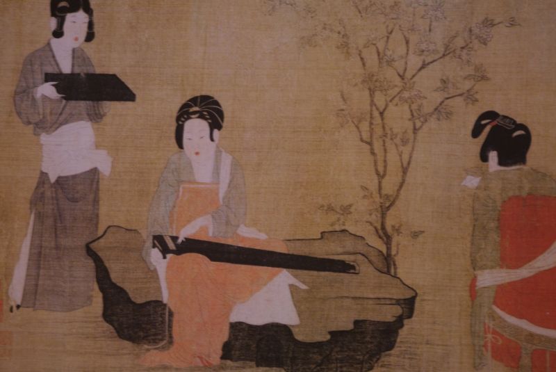 Peinture Chinoise Zhou Fang Cinq lettrés Jouant du Luth et buvant du Thé 3