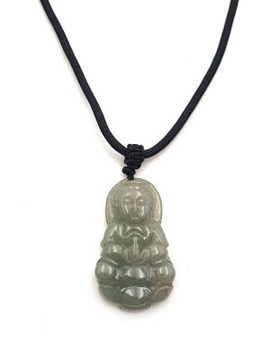 Pendentif Bouddhiste en Jade véritable Catégorie A - Bouddha - Vert transparent