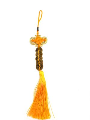 Pendentif Feng Shui 5 Pièces de monnaie - Jaune - Bonheur