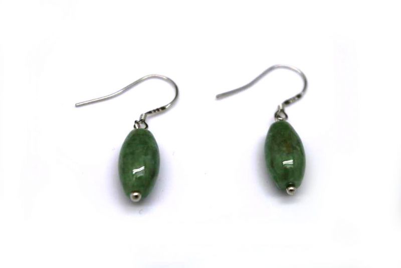 Pendientes de jade - Perla grande óvalo verde 1