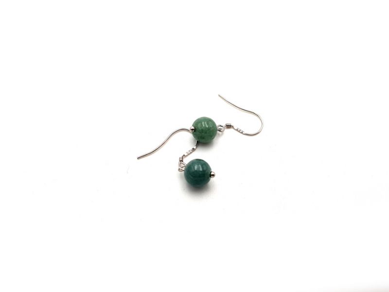 Pendientes de jade Perla verde - 0.8cm 4