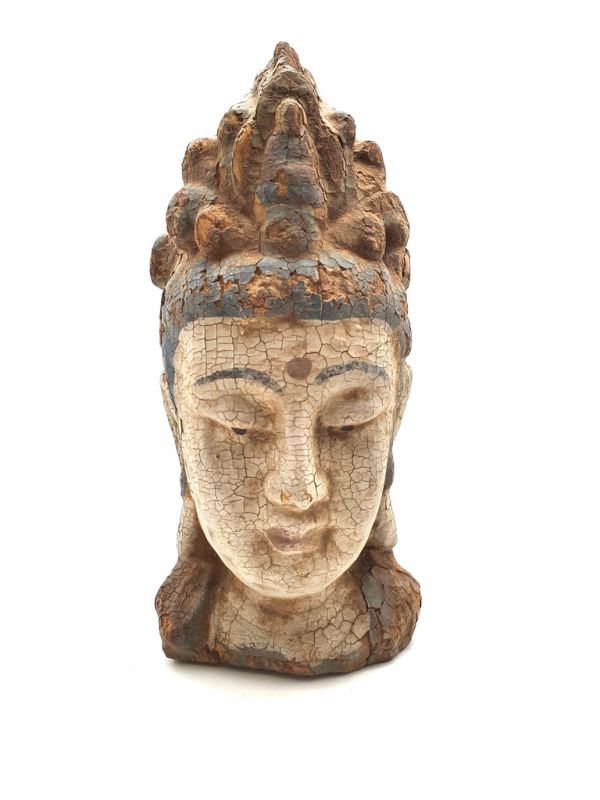 Pequeña Estatua de Madera - Diosa Guanyin cabeza 27cm 1