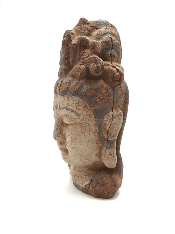 Pequeña Estatua de Madera - Diosa Guanyin cabeza 27cm 3