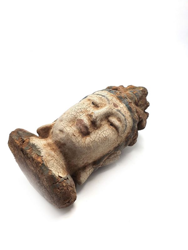 Pequeña Estatua de Madera - Diosa Guanyin cabeza 27cm 5