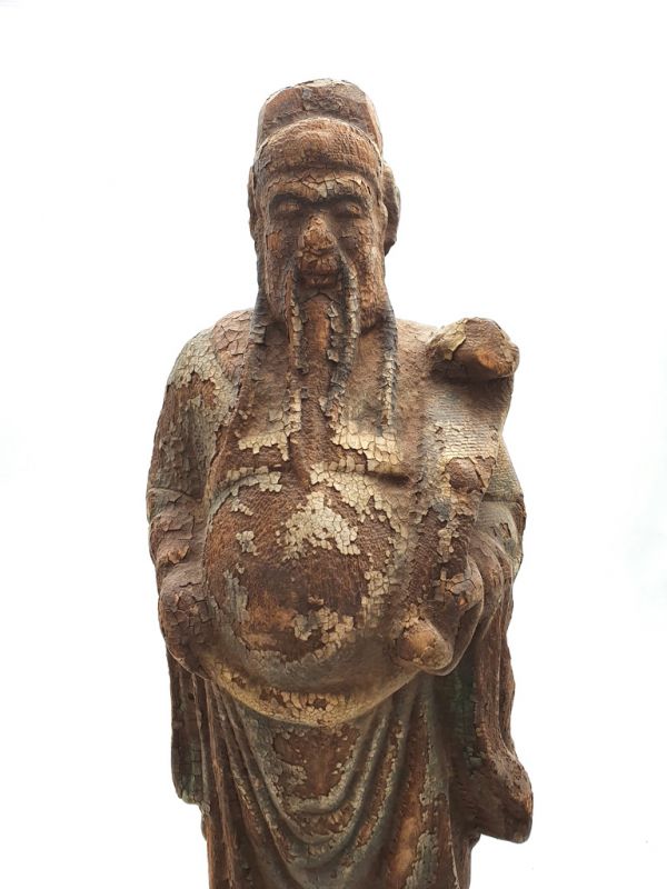 Pequeña Estatua de Madera Sabio budista de pie 3