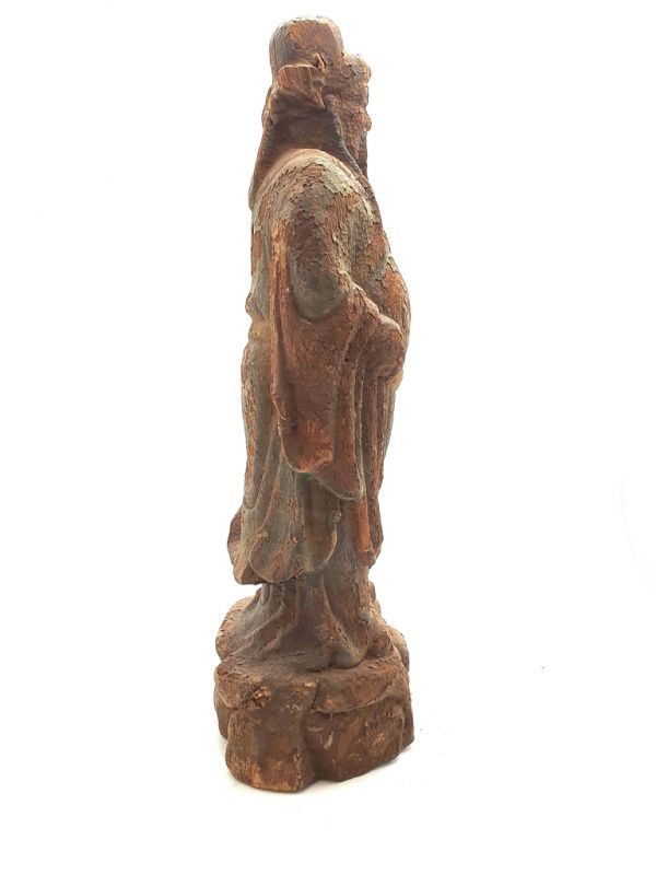 Pequeña Estatua de Madera Sabio budista de pie 4