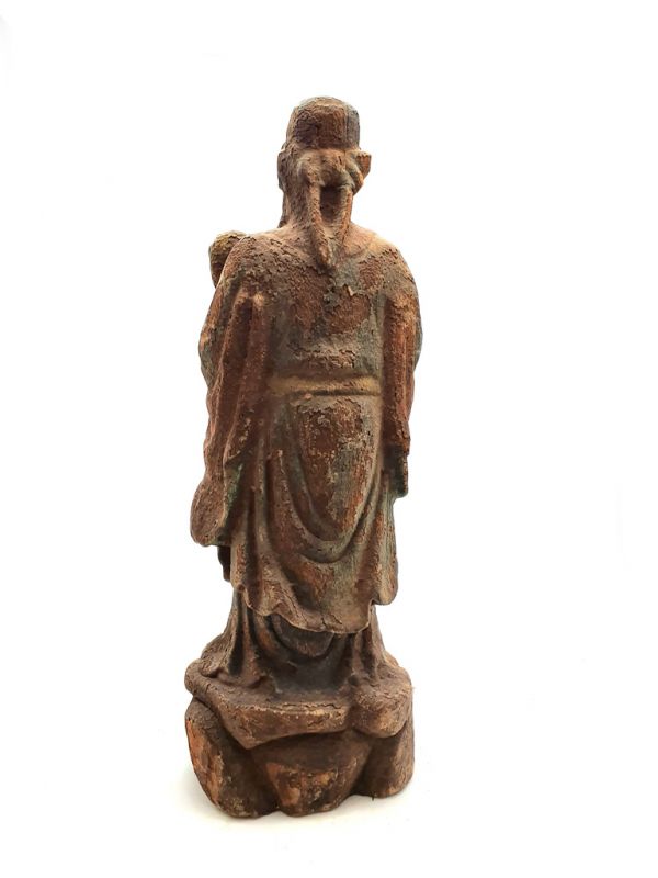 Pequeña Estatua de Madera Sabio budista de pie 5