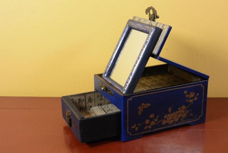 Pequeña Joyero Chino - Azul Mariposas 1