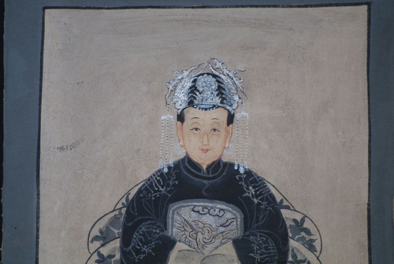 Pequeña Pareja de ancestros Chinos Pintura China Moderno 3