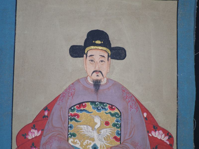 Pequeña Pareja de ancestros Chinos Pintura China Violeta 4