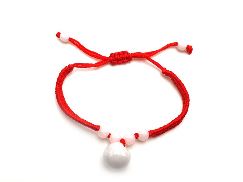 Pequeña Pulsera de Jade Cuenta de jade grande - cordón rojo 1