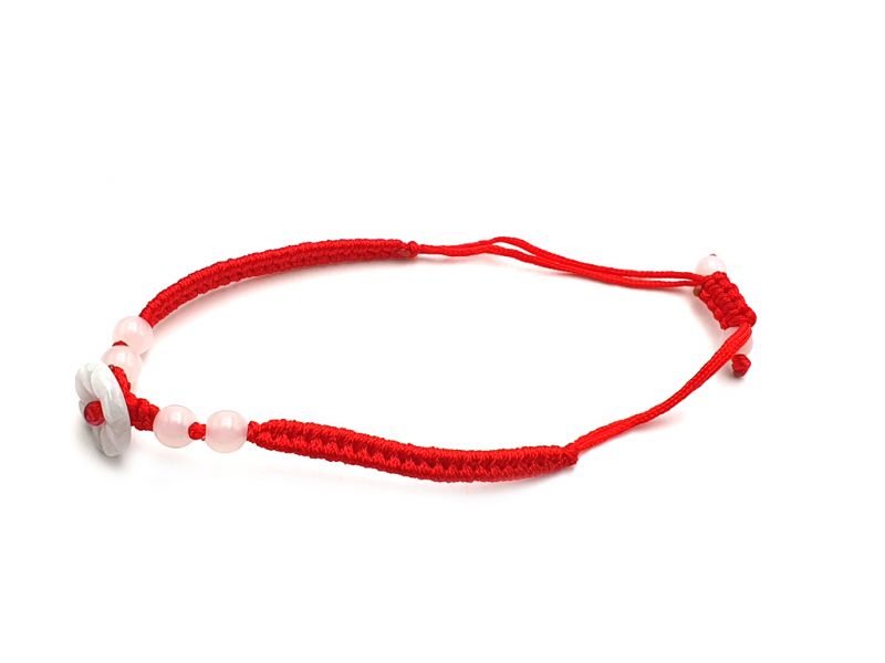 Pequeña Pulsera de Jade Flor de jade - cordón rojo 3