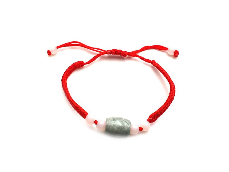 Pequeña Pulsera de Jade Gran cuenta de jade - Cordón rojo 1