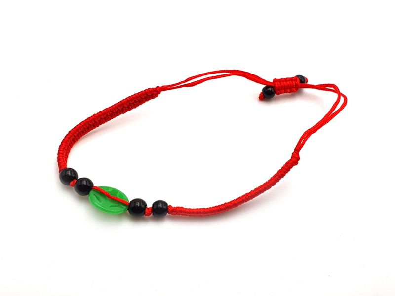 Pequeña Pulsera de Jade Pieza - cordón rojo 3