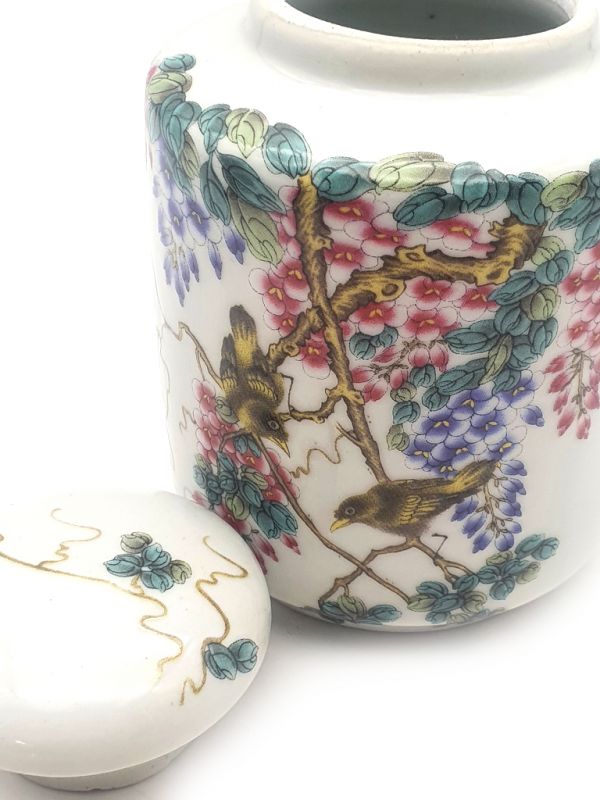 Pequeño Jarrón Chino Colorido - Porcelana - Los pájaros en el árbol en flor 3