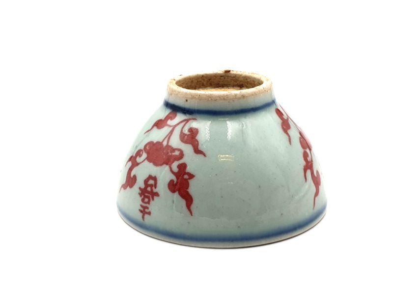 Haga clic en la imagen para ampliar Pequeño tazón de Vaso de porcelana - Carácter chino rojo 2