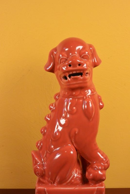 Perros de Fu de porcelana Rojo 4