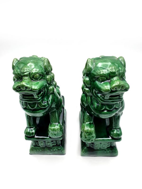 Perros de Fu de porcelana Verde 2