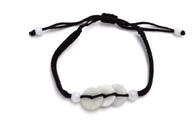Petit Bracelet en Jade véritable Catégorie A - 3 pièces du bonheur Petit Bracelet en Jade véritable Catégorie A - 3 pièces du bonheur