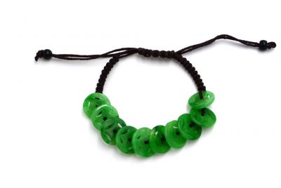 Petit Bracelet en Jade véritable Catégorie B - Disque Bi vert Petit Bracelet en Jade véritable Catégorie B - Disque Bi vert