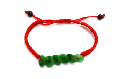Petit Bracelet en Jade véritable Catégorie B - Rouge et vert