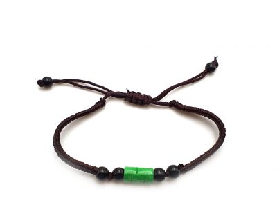 Petit Bracelet en Jade véritable Catégorie B - Tube de jade - Cordon marron