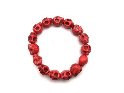 Petit Bracelet Ethnique Chinois Tête de mort - Rouge