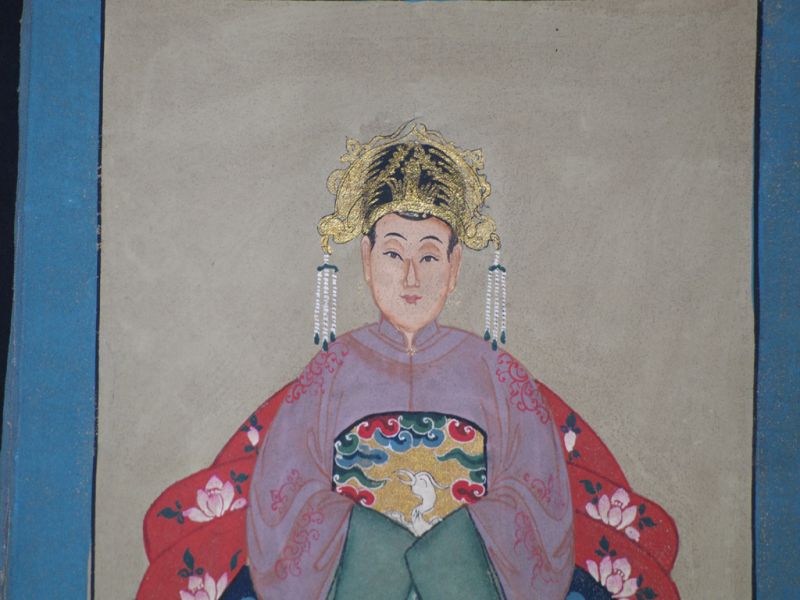 Petit Couple d'ancêtres chinois Peinture asiatique Violet 3