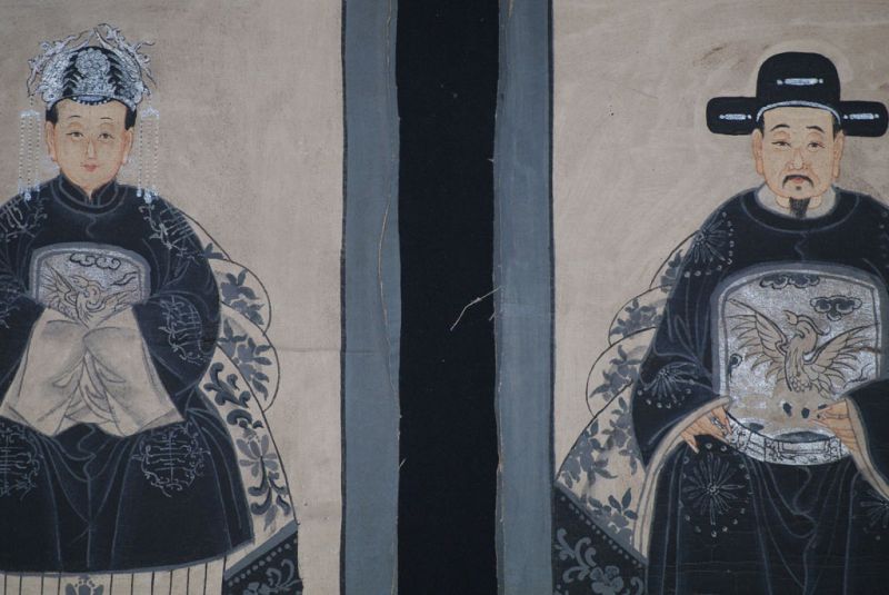 Petit Couple d'ancêtres chinois Peinture Chinoise Morderne 5