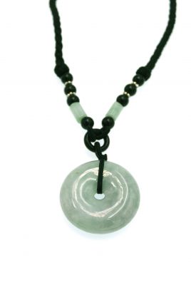 Petit Pendentif Disque Bi en Jade - Vert Clair Transparent