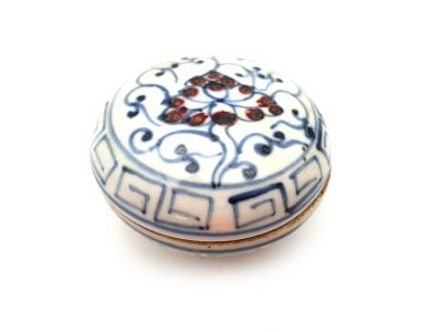 Petite boîte chinoise en porcelaine - Rond - Fleur