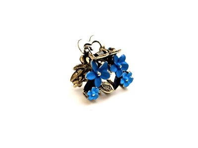 Petite pince à cheveux chinoise – Fleurs bleues porte-bonheur