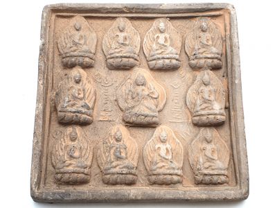 Petite Plaque chinoise en Terre Cuite 12 Bouddha Petite Plaque chinoise en Terre Cuite 12 Bouddha