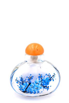 Petite tabatière en Verre - Artiste Chinois - Le cerisier bleu
