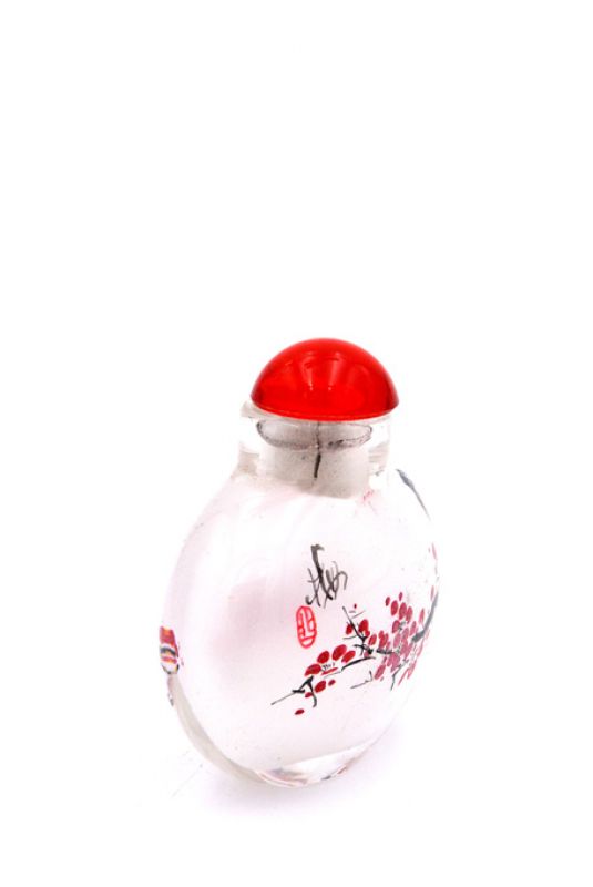 Petite tabatière en Verre - Artiste Chinois - Le cerisier japonais 2