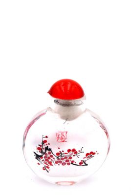 Petite tabatière en Verre - Artiste Chinois - Le cerisier japonais