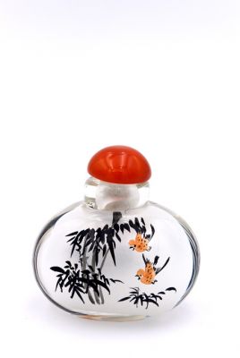 Petite tabatière en Verre - Artiste Chinois - Les bambous