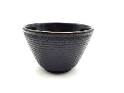 Petite tasse à thé en fonte - Rayures - Noire