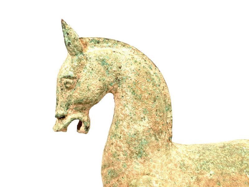 Bilder überfliegen für die vergrößerung Pferd der Han-Dynastie aus patinierter Bronze – Handgefertigte chinesische Skulptur 55 cm 2