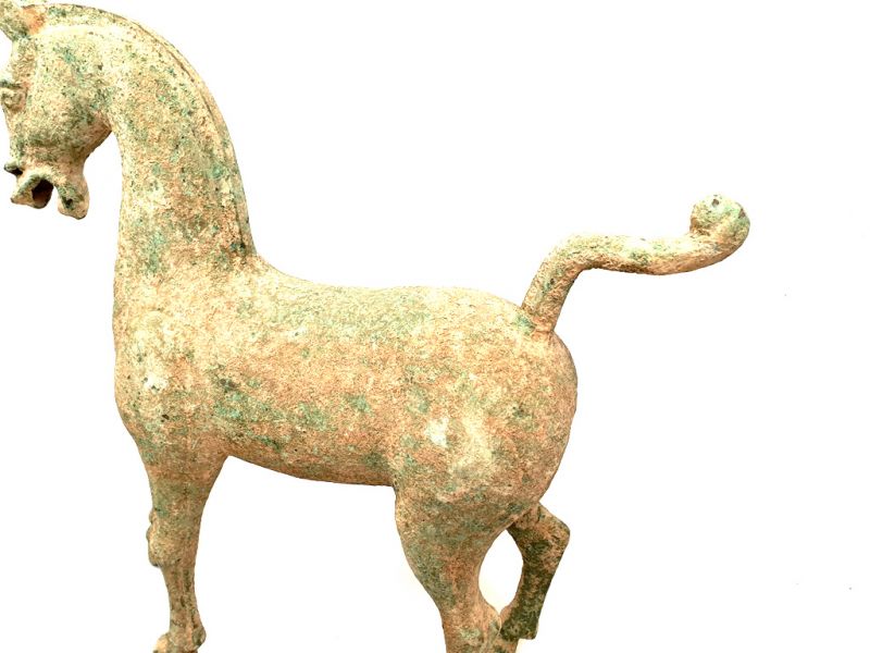 Bilder überfliegen für die vergrößerung Pferd der Han-Dynastie aus patinierter Bronze – Handgefertigte chinesische Skulptur 55 cm 3